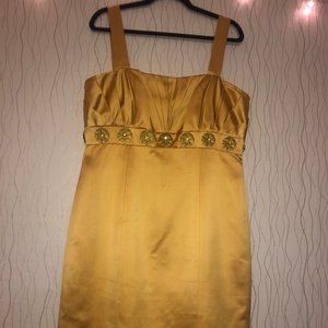 Yellow Badgley Mischka Cocktail Dress with Jewels
